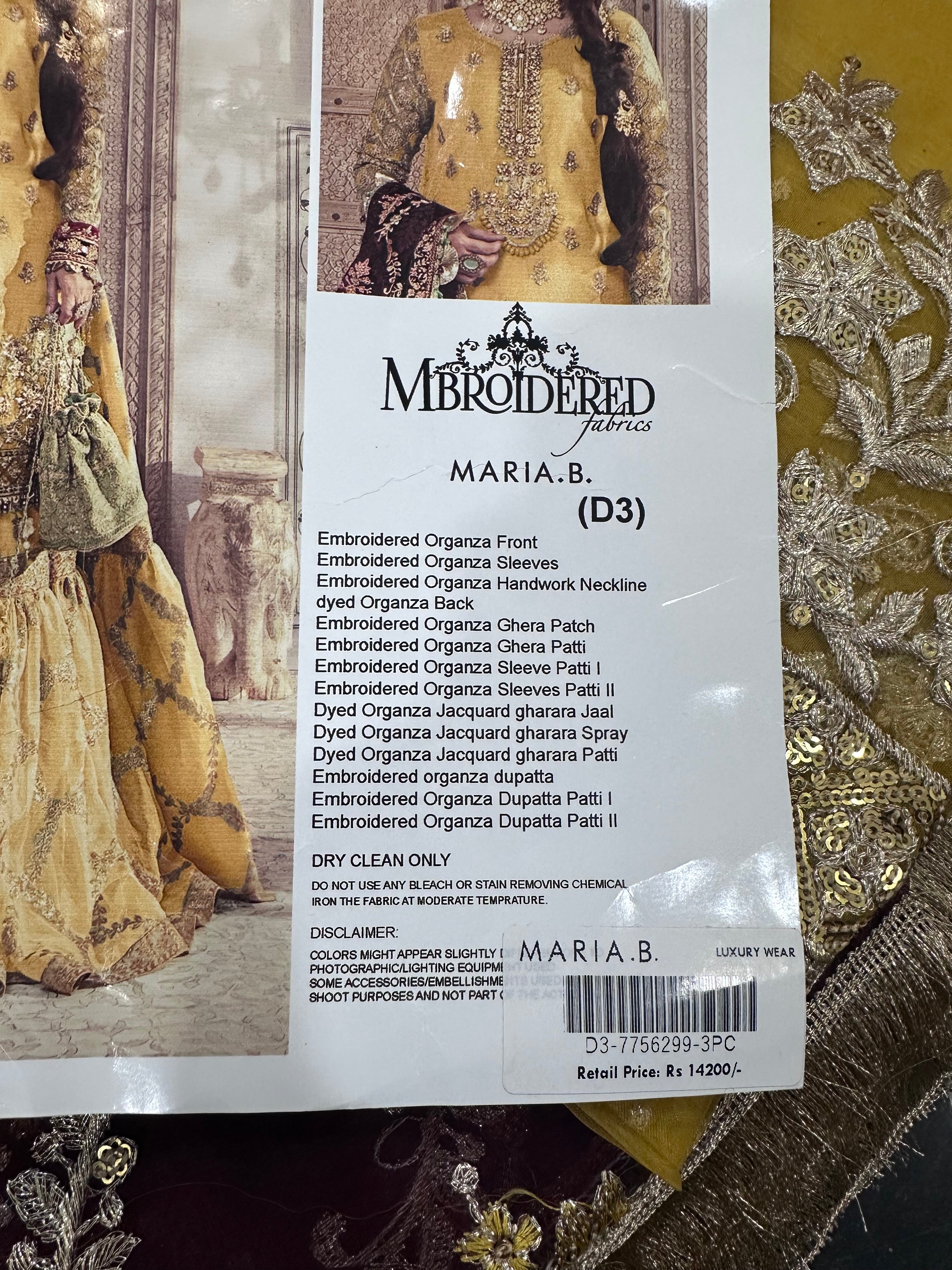 MARIA.B 3PC LUXURY HAND EMBROIDERY