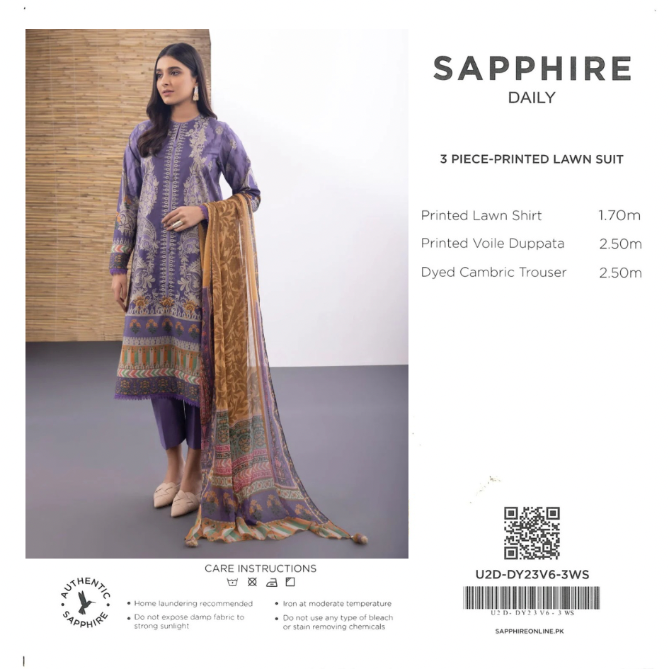 SAPHHIRE 3 PIECE - PRINTED LAWN SUIT