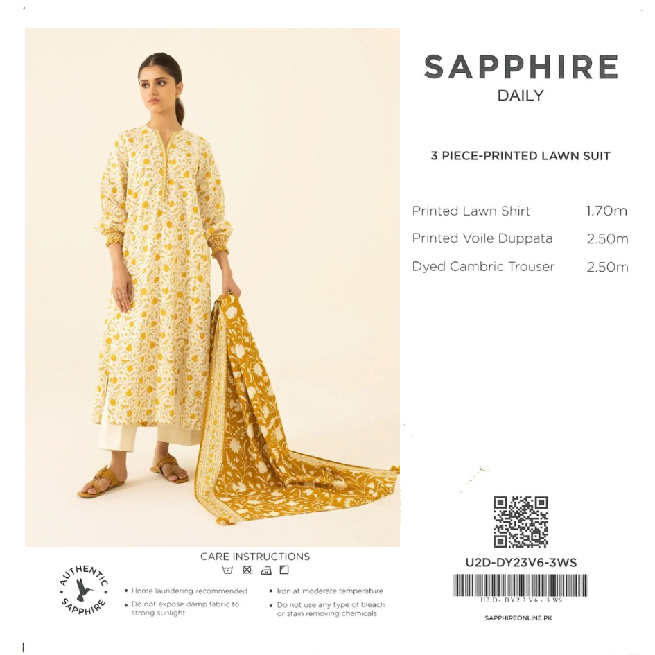 SAPHHIRE 3 PIECE - PRINTED LAWN SUIT