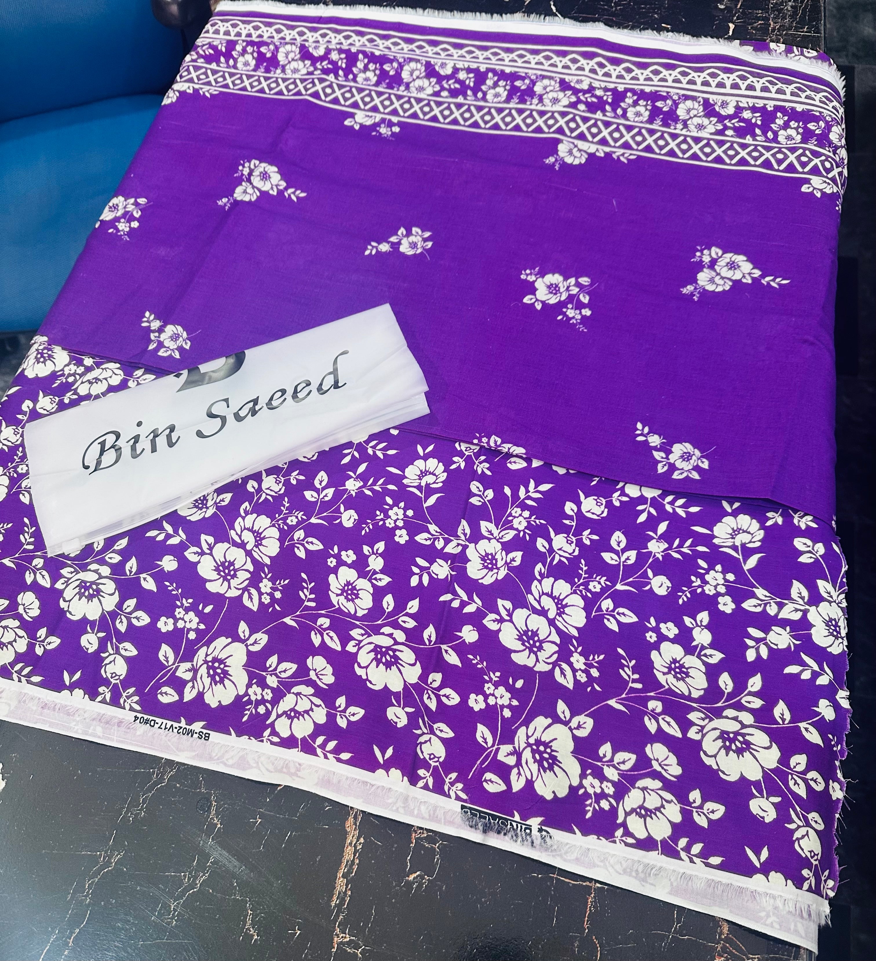 (Bin Saeed| DS 4| DIGITAL PRINTED LAWN 3PC VOIL LAWN DUPATTA