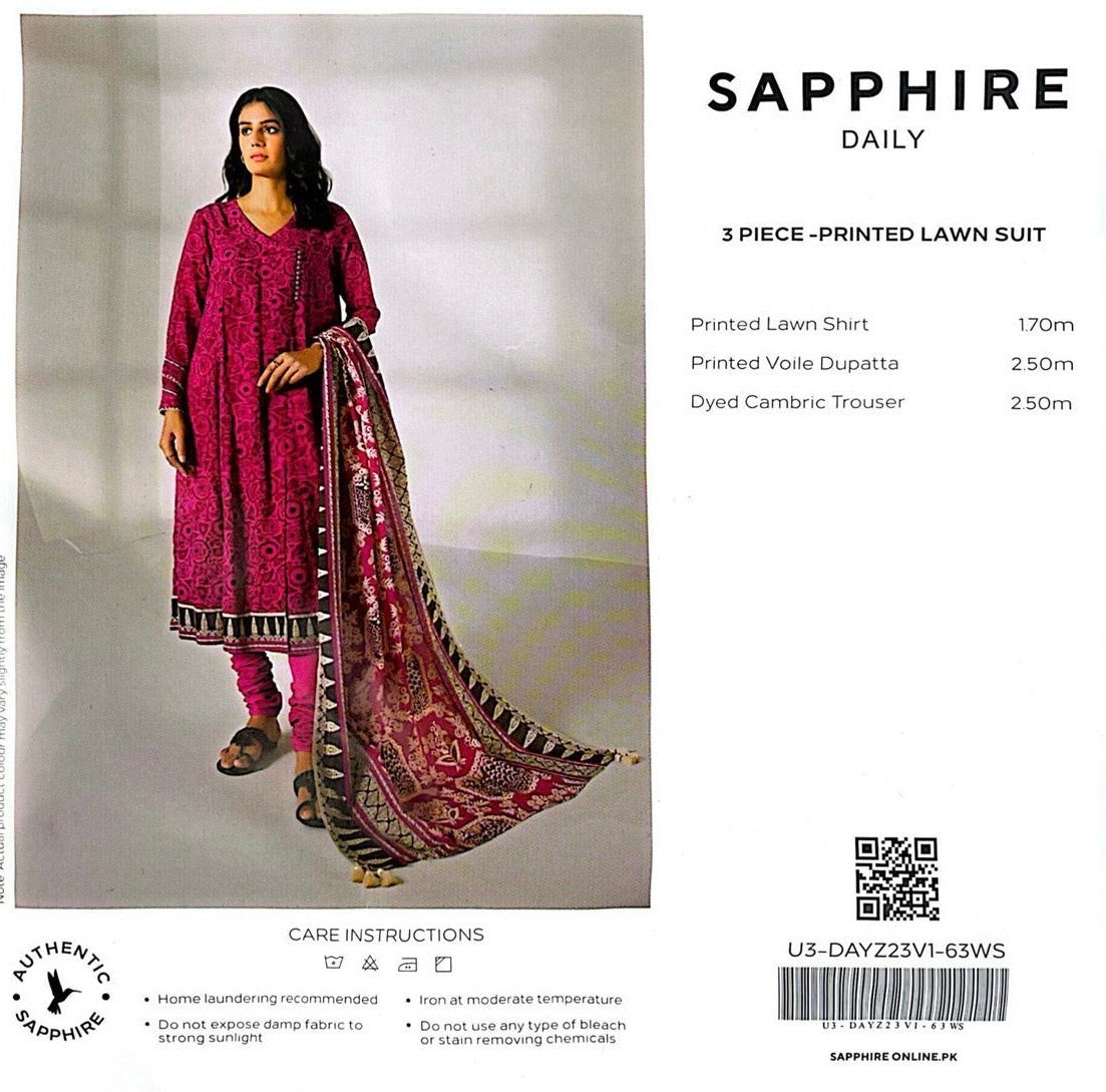 SAPHHIRE PRINTED 3PC LAWN SUIT