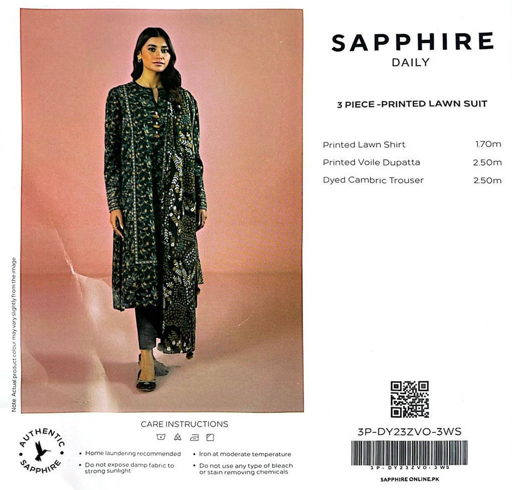 SAPHHIRE PRINTED 3PC LAWN SUIT