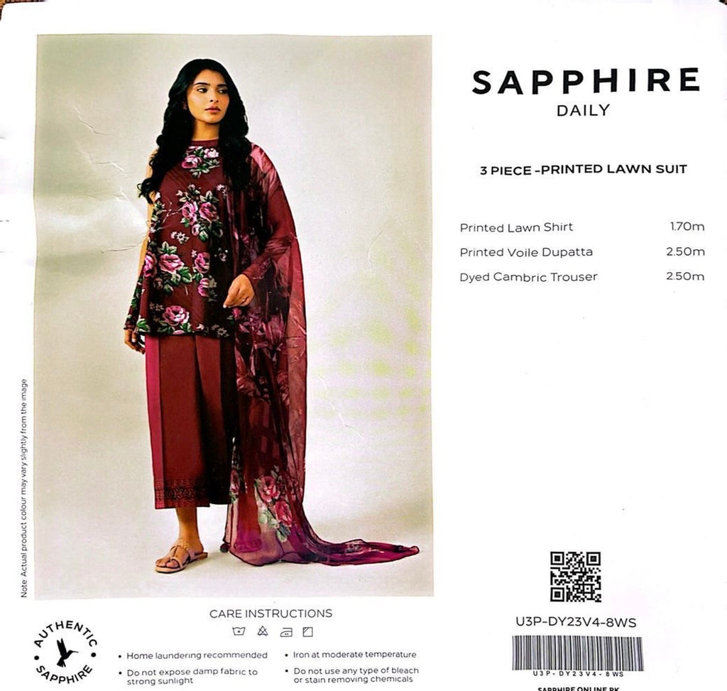 SAPHHIRE PRINTED 3PC LAWN SUIT