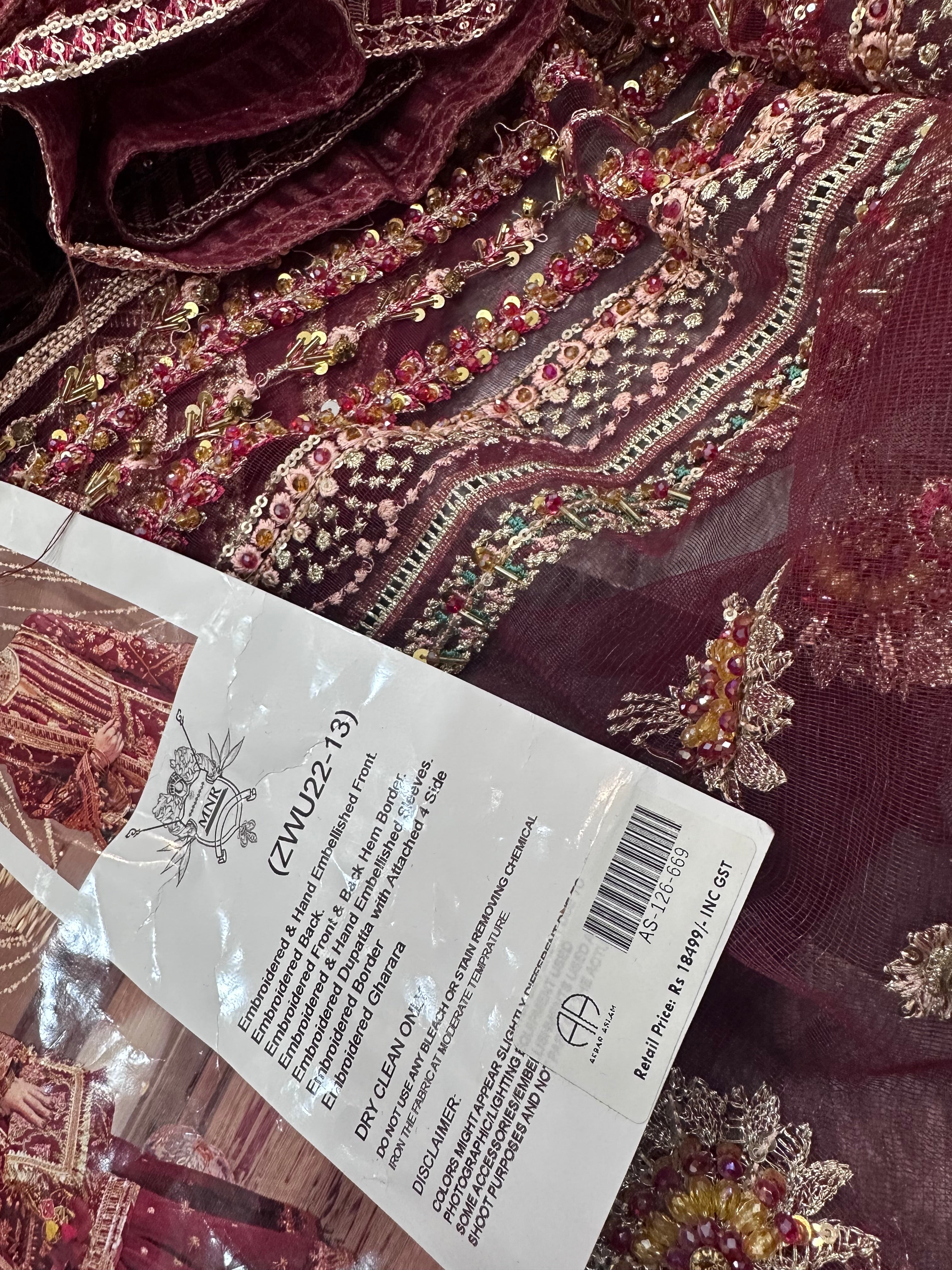 MARYAM & MARIYA 3PC LUXURY HAMD EMBROIDERY