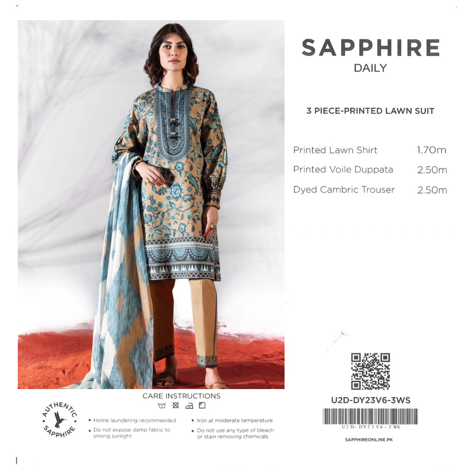SAPHHIRE 3 PIECE - PRINTED LAWN SUIT