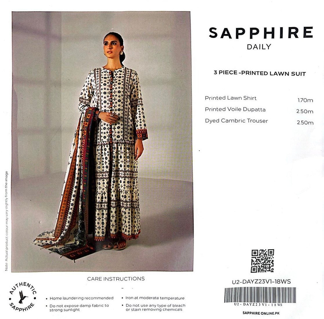 SAPHHIRE PRINTED 3PC LAWN SUIT