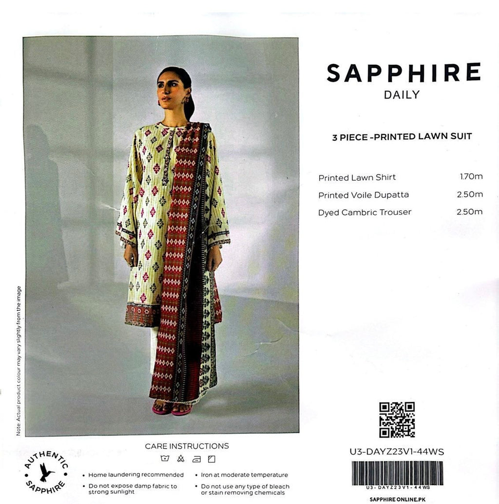 SAPHHIRE PRINTED 3PC LAWN SUIT
