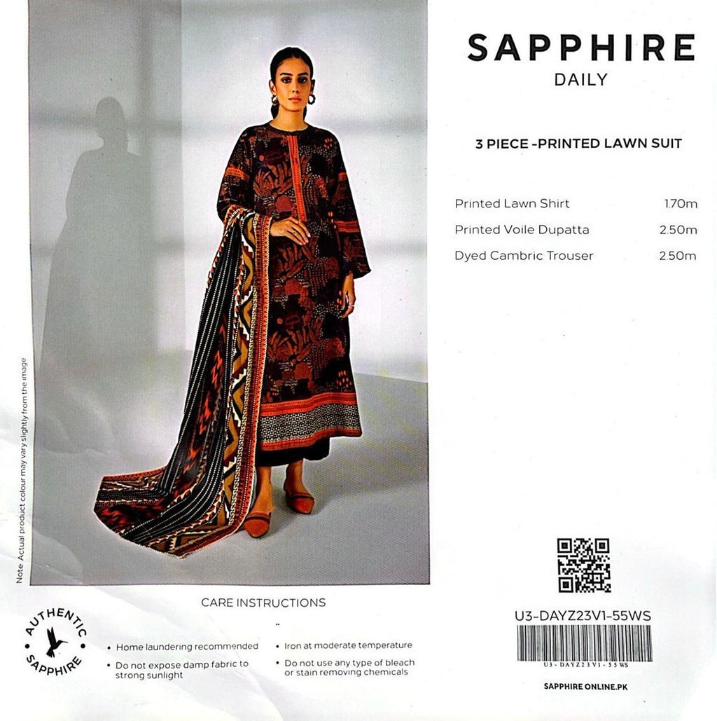 SAPHHIRE PRINTED 3PC LAWN SUIT