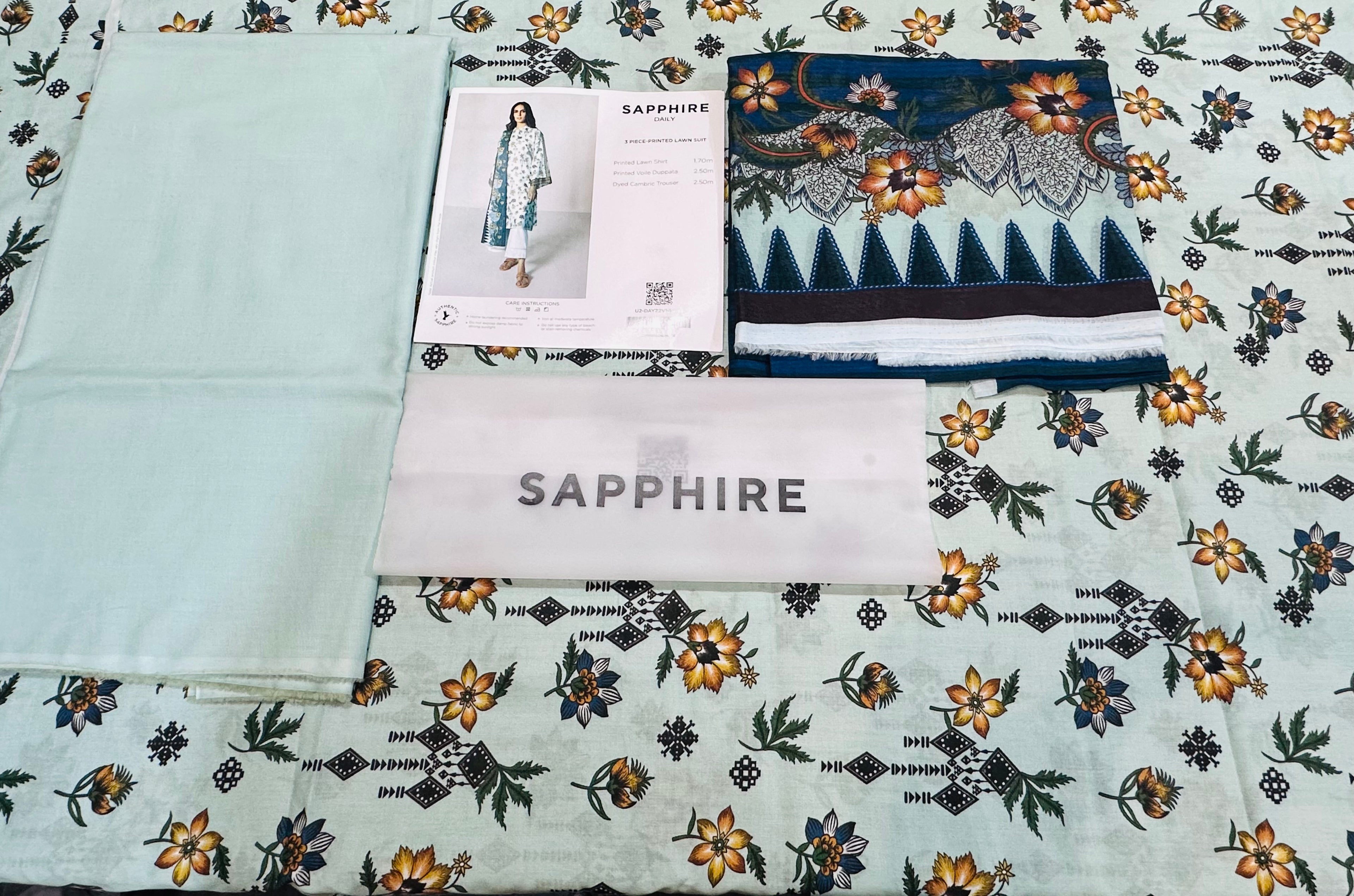 SAPHHIRE 3 PIECE - PRINTED LAWN SUIT