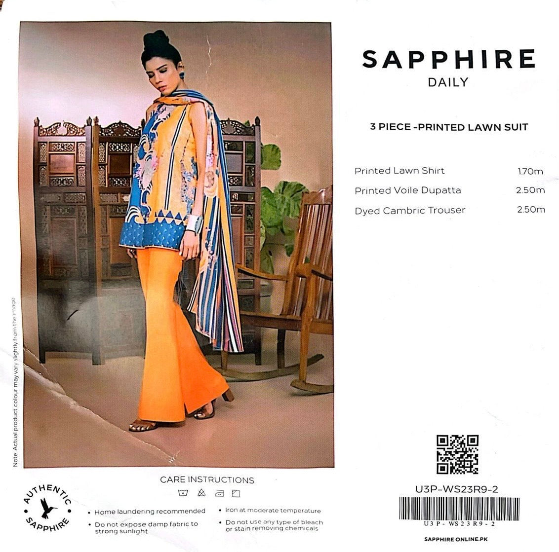 SAPHHIRE PRINTED 3PC LAWN SUIT