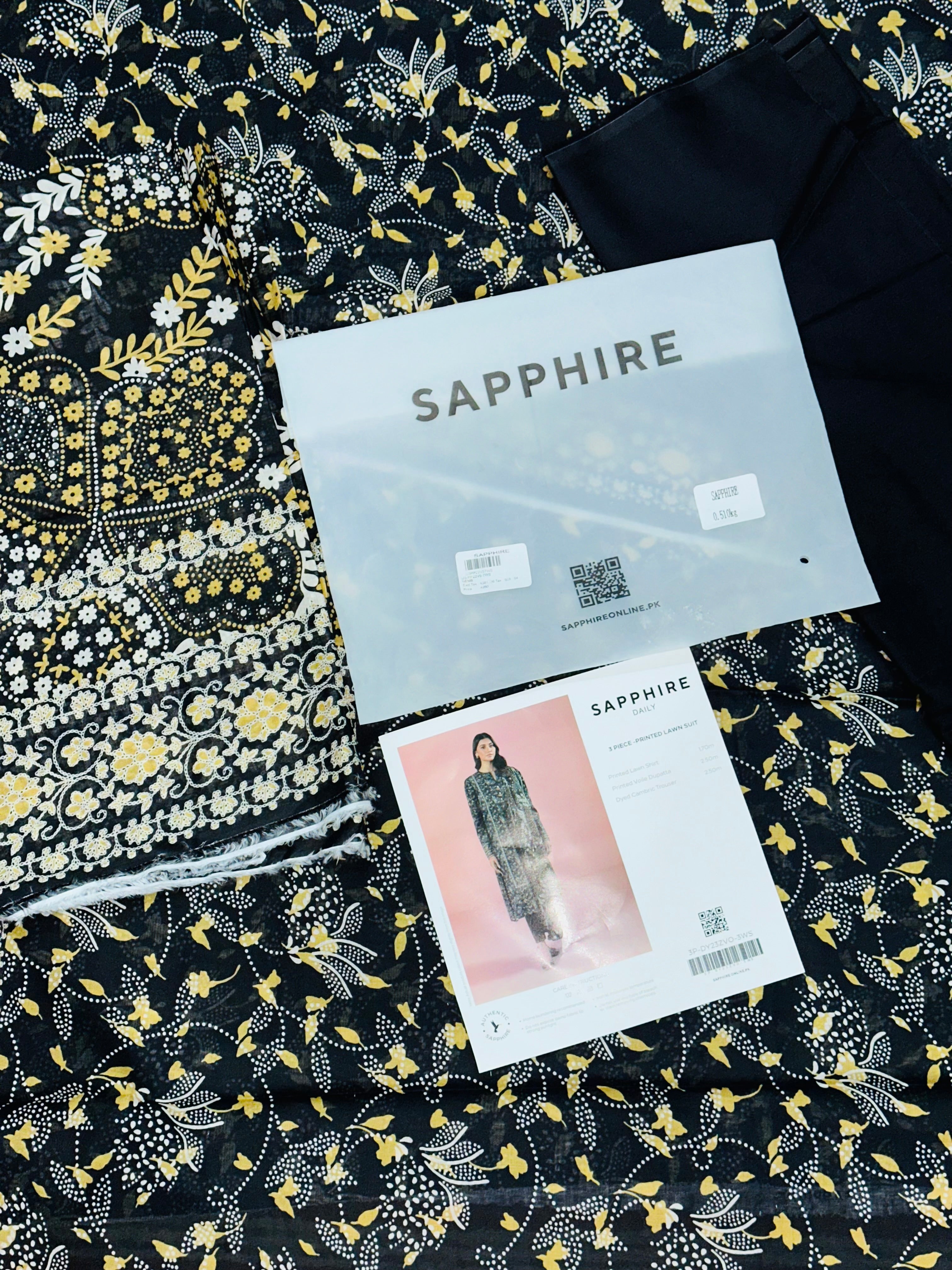 SAPHHIRE PRINTED 3PC LAWN SUIT