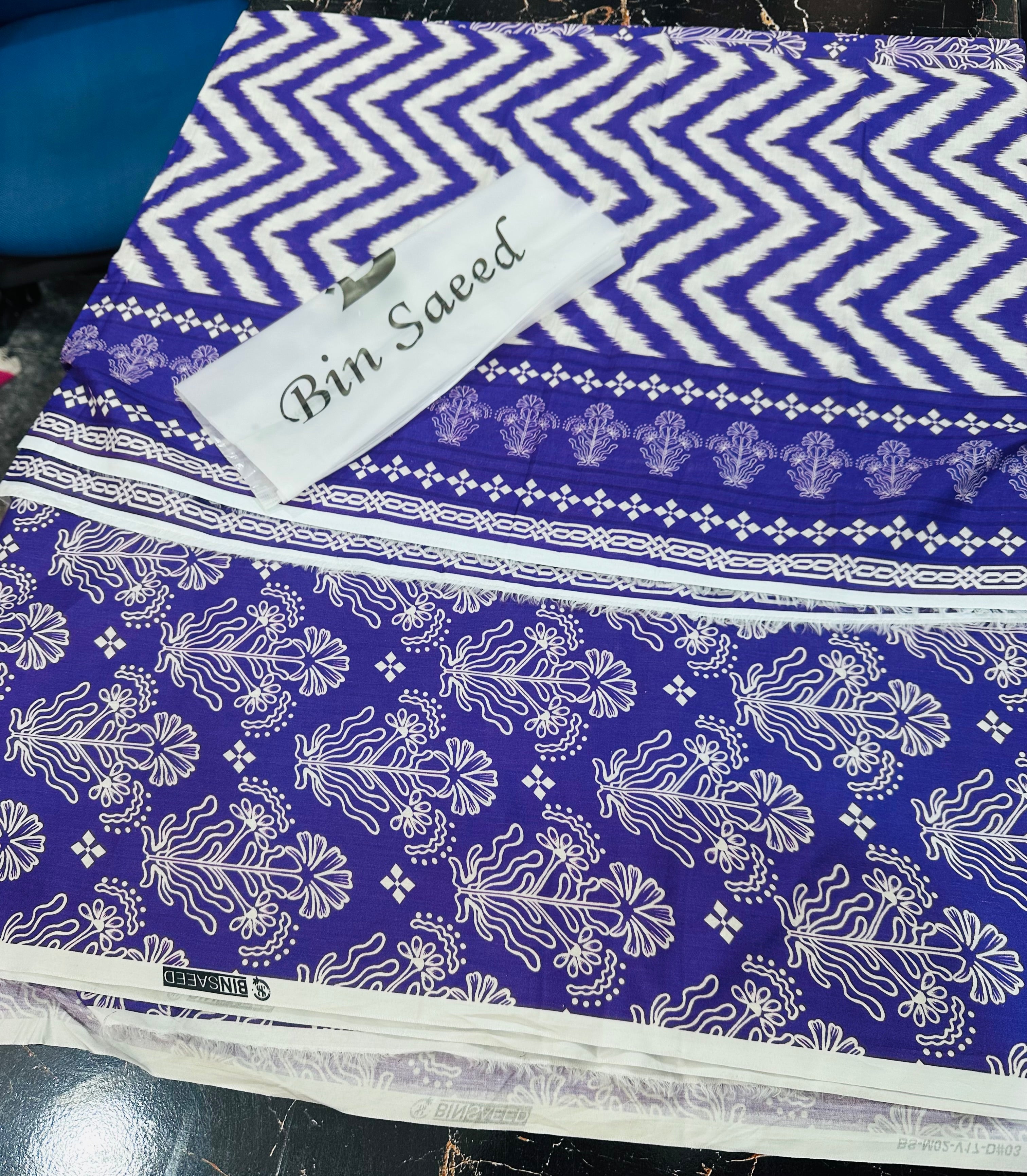 (Bin Saeed| DS 7| DIGITAL PRINTED LAWN 3PC VOIL LAWN DUPATTA